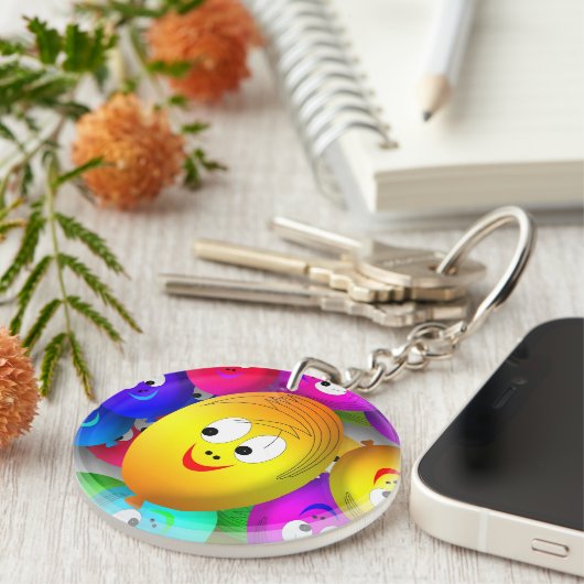 Smiley Faces Balloons Pattern-64171 キーホルダー (正面右)
