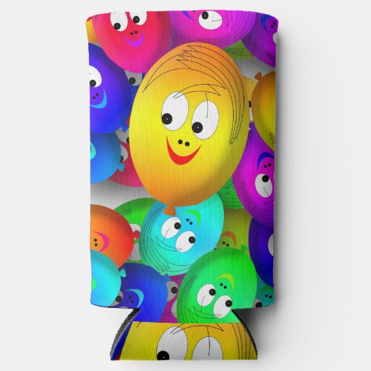 Smiley Faces Balloons Pattern-64171 スリム缶クーラー (正面)