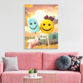 smiley faces on stick キャンバスプリント (インサイチュ (リビング))
