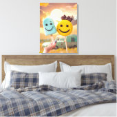 smiley faces on stick キャンバスプリント (インサイチュ (寝室))