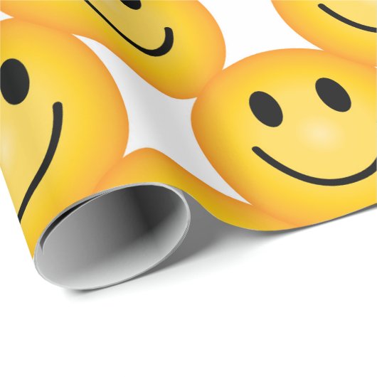 Smiley Happy Face Emoji Printed Gift Paper ラッピングペーパー (ロールコーナー)
