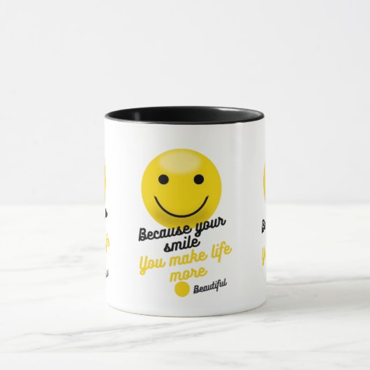 Smiley Inspirational Quote Mug – Because Your Smil マグカップ (中央)