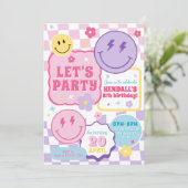 Smiley Preppy Face Colorful Birthday Invitation 招待状 (スタンド正面)
