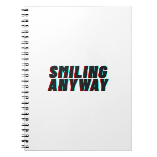 Smiling Anyway Glitch Effect Retro Quote Design ノートブック (正面)