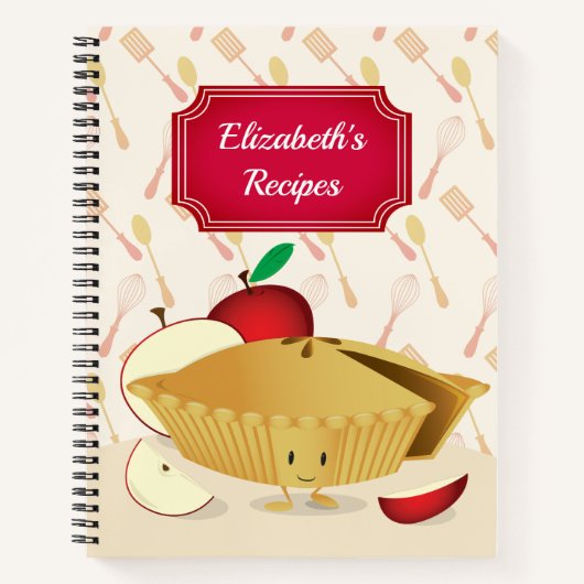 Smiling Apple Pie Name図解入りの、写真付きのレシピ ノートブック (正面)