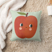 Smiling Apple Throw Pillow | かわいい果物の子供部屋 クッション (ブランケット)