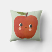 Smiling Apple Throw Pillow | Cute Fruit Nursery  クッション (裏面)