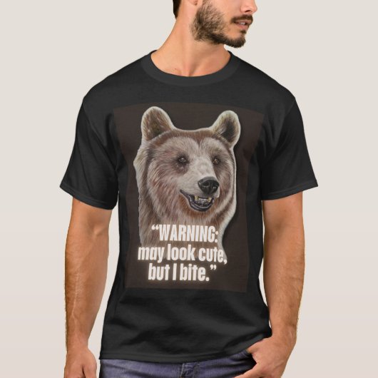 Smiling Bear - ブラックエディション (かわいい) Tシャツ (正面)