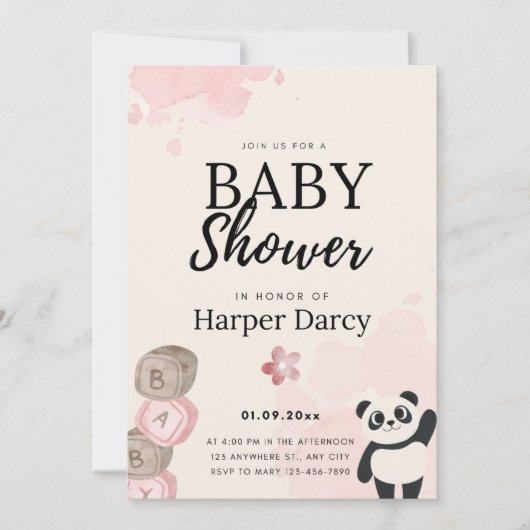 Smiling Bear Baby Shower Invite 招待状 (正面)