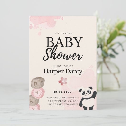 Smiling Bear Baby Shower Invite 招待状 (スタンド正面)