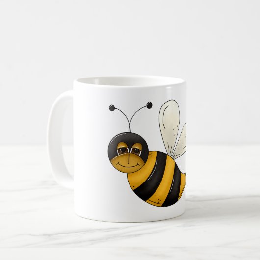 Smiling Bee Fun Bumblebee Character コーヒーマグカップ (正面左)