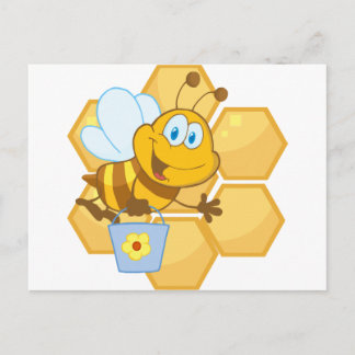 Smiling bee hold a bucket ポストカード