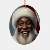 Smiling Black Santa Family Customize セラミックオーナメント (右)