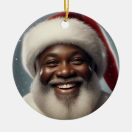 Smiling Black Santa Family Customize セラミックオーナメント