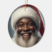 Smiling Black Santa Family Customize セラミックオーナメント (左)
