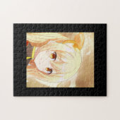 Smiling blond girl with amber eyes anime manga ジグソーパズル (横)
