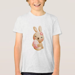 Smiling Bunny with Easter Egg トライブレンドＴシャツ