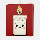 Smiling Candle Christmas Ornament – Cozy Minimal セラミックオーナメント (左)
