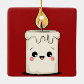 Smiling Candle Christmas Ornament – Cozy Minimal セラミックオーナメント (裏面)
