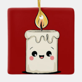Smiling Candle Christmas Ornament – Cozy Minimal セラミックオーナメント