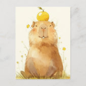 Smiling Capybara with Yuzu Fruit on Head ポストカード (正面)