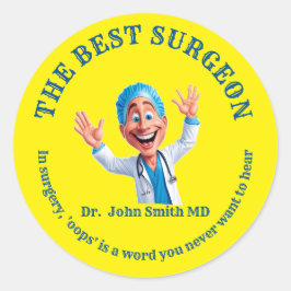 Smiling Cartoon Surgeon Design Medical Gift Idea ラウンドシール