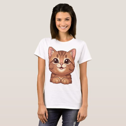 smiling cat, kawaii cat tシャツ (正面フル)