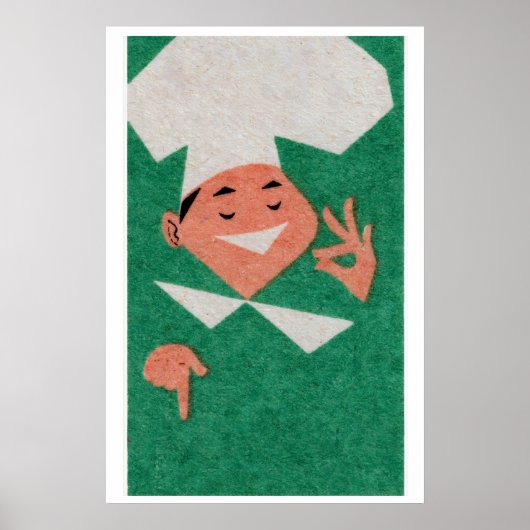 Smiling Chef Matchbox Art Print, Czechoslovakian ポスター (正面)
