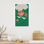 Smiling Chef Matchbox Art Print, Czechoslovakian ポスター (キッチン)