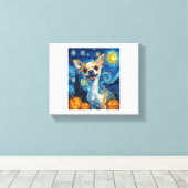 smiling chihuahua dog starry night by Van Gogh fin キャンバスプリント (インサイチュ (ウッドフロア))