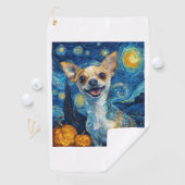 smiling chihuahua dog starry night by Van Gogh fin ゴルフタオル (インサイチュ)