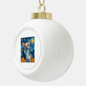 smiling chihuahua dog starry night by Van Gogh fin セラミックボールオーナメント (右)