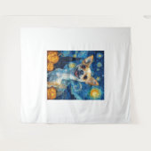 smiling chihuahua dog starry night by Van Gogh fin タペストリー (正面(横))