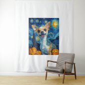 smiling chihuahua dog starry night by Van Gogh fin タペストリー (インサイチュ)