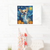 smiling chihuahua dog starry night by Van Gogh fin 横断幕 (インサイチュ)
