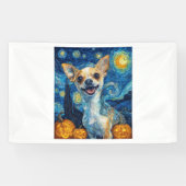 smiling chihuahua dog starry night by Van Gogh fin 横断幕 (横)