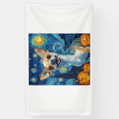 smiling chihuahua dog starry night by Van Gogh fin 横断幕 (縦)
