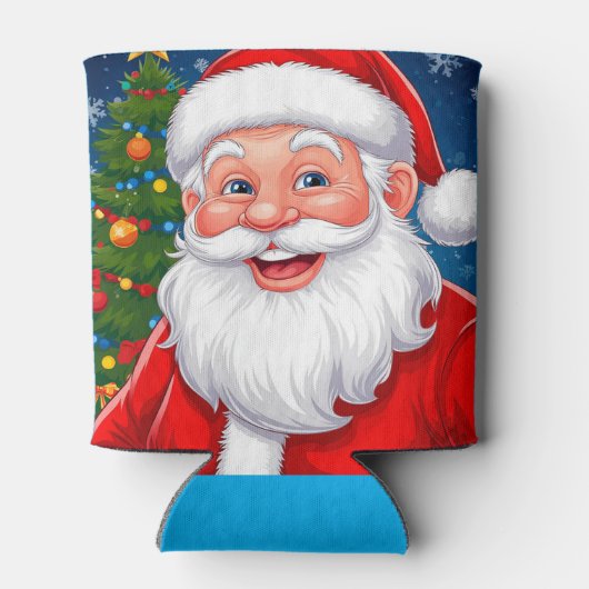 Smiling Christmas Santa Claus in Red Hat 缶クーラー (裏面)