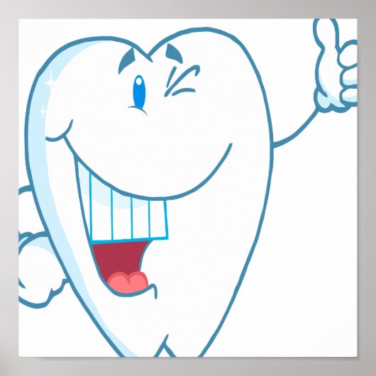 Smiling Clean Tooth漫画のキャラクターが親指を上げる.ai ポスター (正面)
