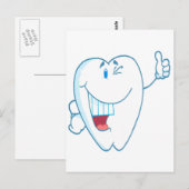 Smiling Clean Tooth漫画のキャラクターが親指を上げる.ai ポストカード (正面/裏面)