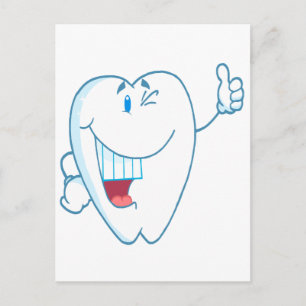 Smiling Clean Tooth漫画のキャラクターが親指を上げる.ai ポストカード