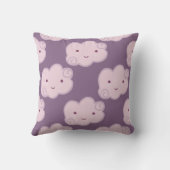 Smiling cloud sky seamless pattern on lilac backgr クッション (裏面)