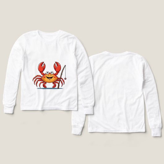 Smiling Crab Fishing – Kids’ Long Sleeve Tee (デザイン 正面＆背面)