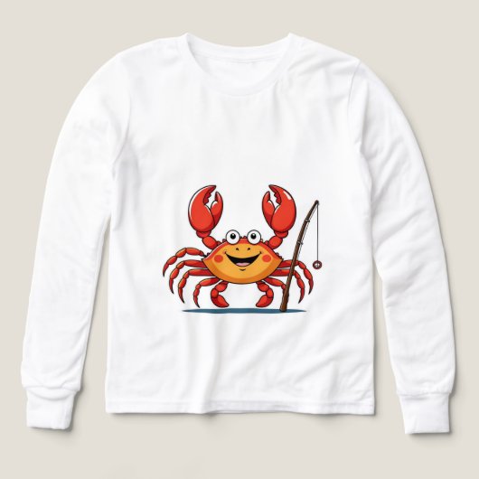 Smiling Crab Fishing – Kids’ Long Sleeve Tee (デザイン正面)