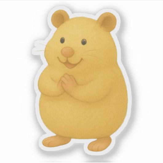 Smiling Cream Hamster Sticker シール (正面)