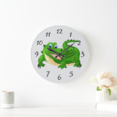 Smiling Crocodile Cartoon round clock ラージ壁時計 (ホーム)