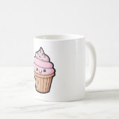Smiling Cupcake – Cute Kawaii Illustration コーヒーマグカップ (正面右)