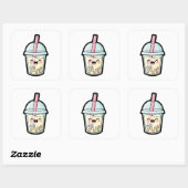 Smiling Cupcake – Cute Kawaii Illustration スクエアシール (シート)
