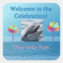 Smiling Dolphin Ocean Party スクエアシール