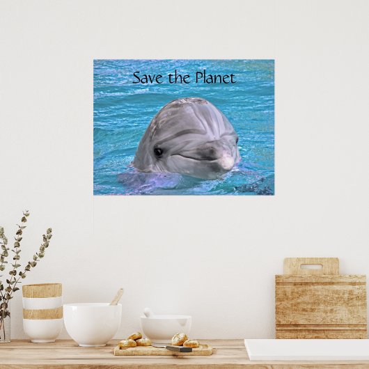 Smiling Dolphin - Save the Planet ポスター (キッチン)